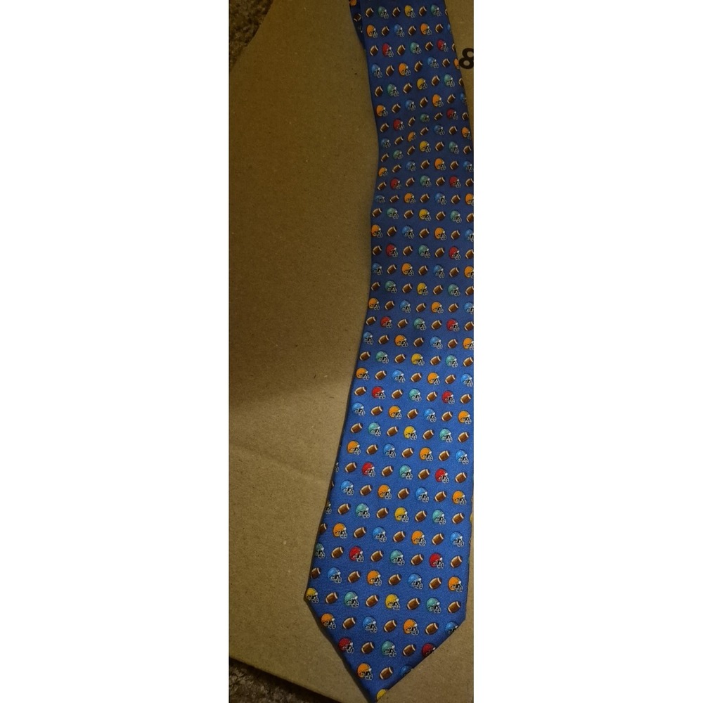 Alynn‎ Football Fanatic Silk NECK TIE Blue Multi colored